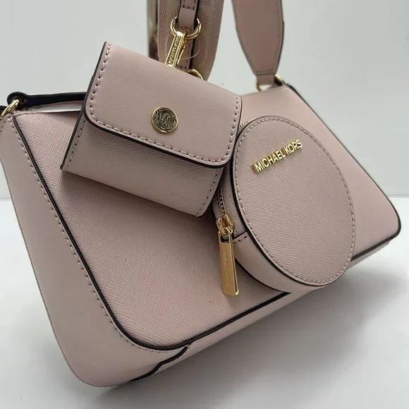 MICHAEL KORS Jet Set Saffiano Leather Crossbody Bag with Case for Apple AirPods - Picture 11 of 16